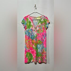 Lilly Pulitzer Brewster Dress Tropical‎ In More Lovers Coral Size Small